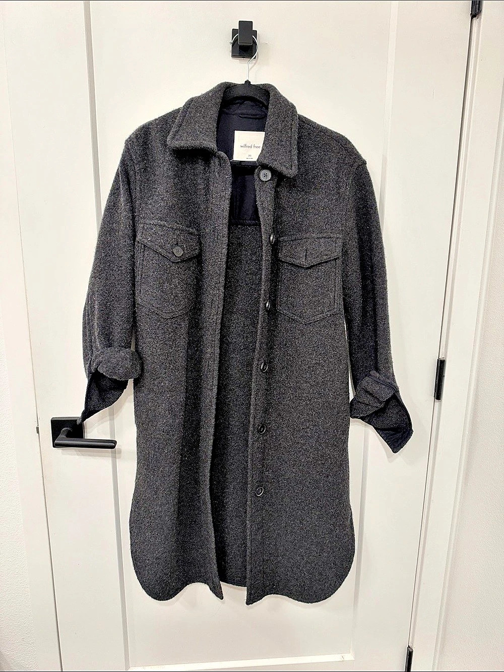 Aritzia Wilfred Free The Ganna Long Shirt Jacket Charcoal XXS